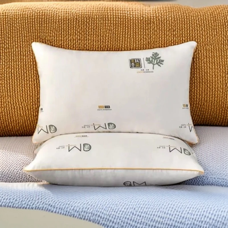 艾草羽丝绒枕头一只单人超高不塌助眠枕头枕芯艾草柔软