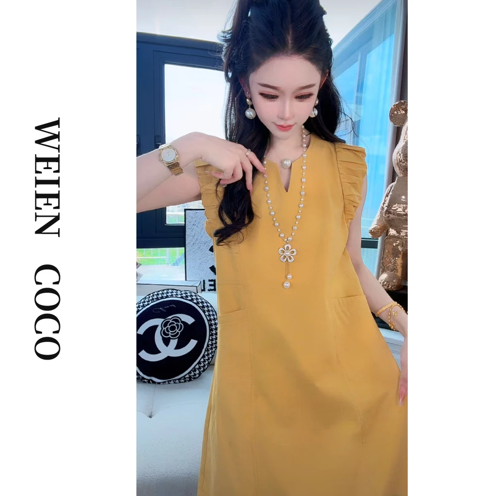 【薇恩COCO】时尚镂空连衣裙飞飞袖气质夏季日常中长款女裙K4895