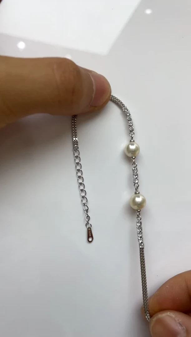 银S925镶嵌手绳海水珍珠7-8