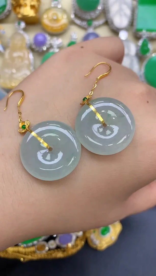 18K金镶嵌翡翠耳饰65-中国好珍宝