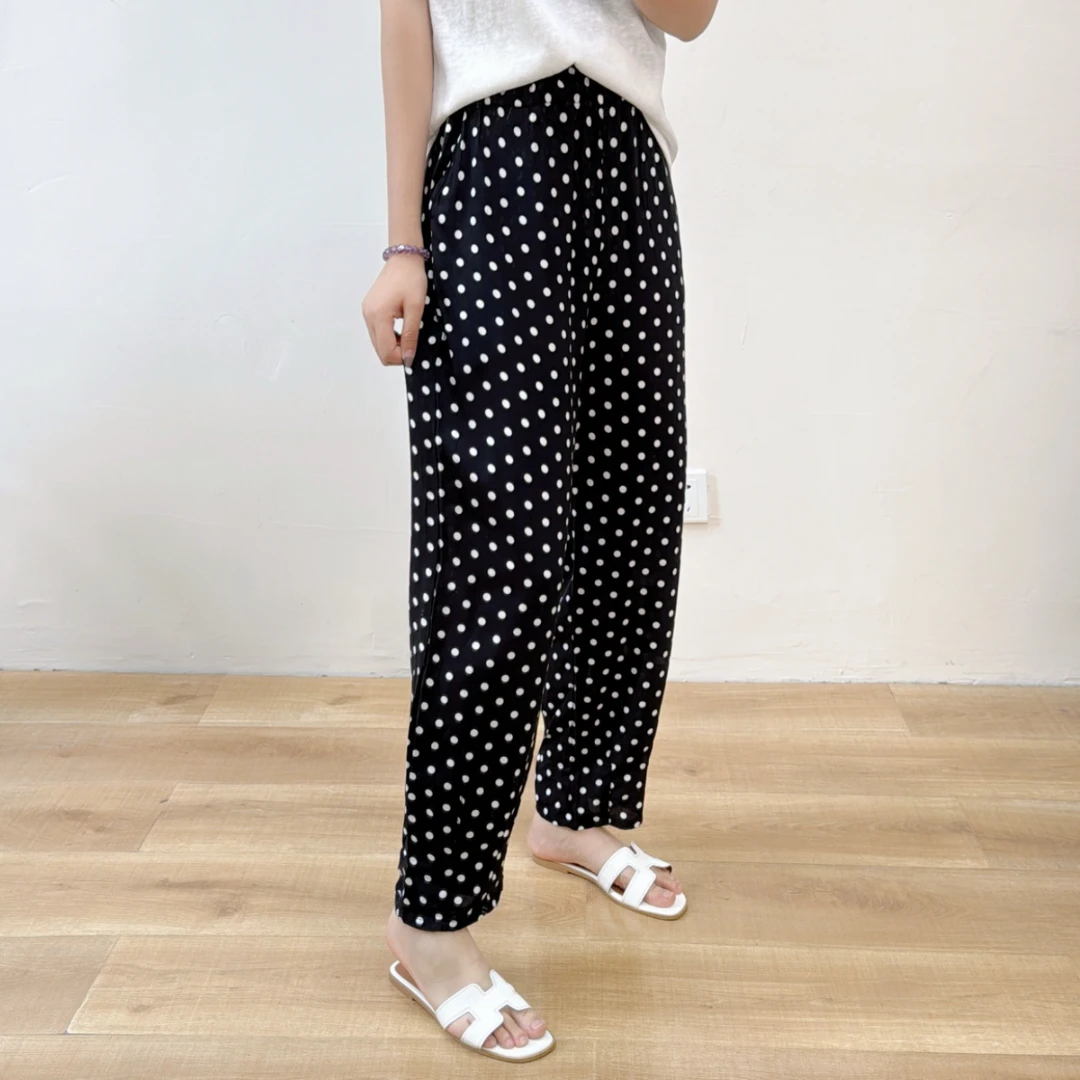 木禾家-（多色哈伦裤）夏季高腰凉快哈伦人造棉裤 A25