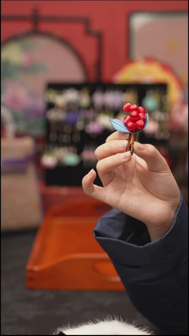 刺绣非遗手工绒花发饰