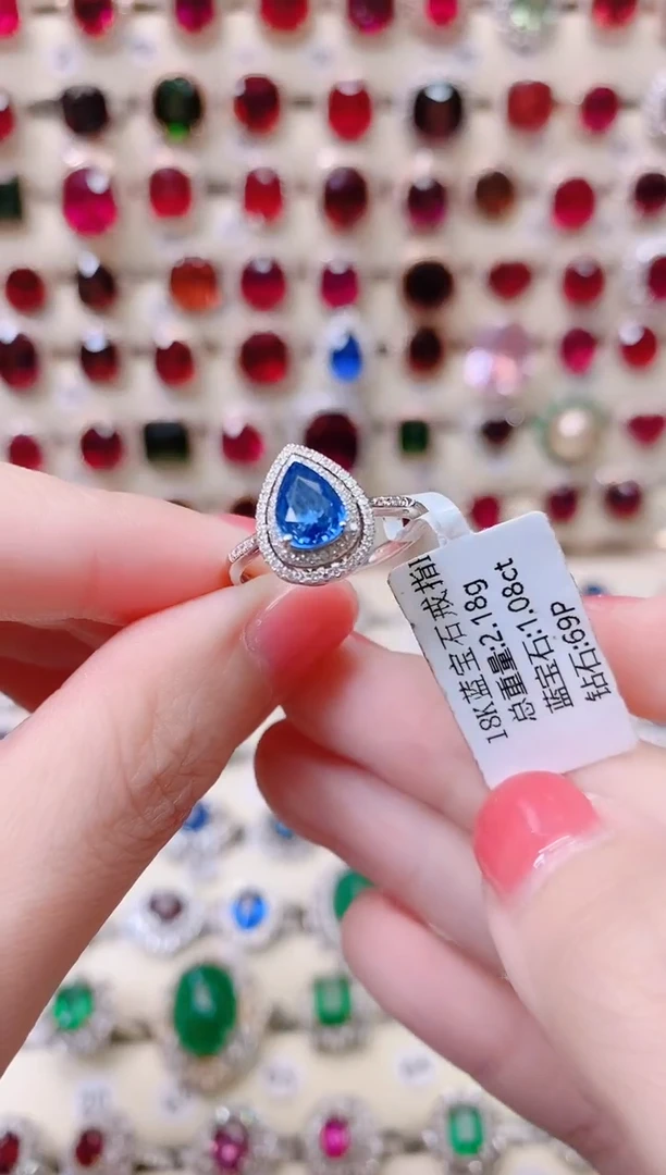 18K金戒指蓝宝石18K金镶嵌1