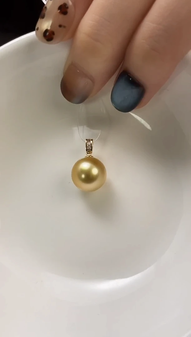 吊坠(不含链)18K金镶嵌海水珍珠11-12南洋金珍珠吊坠