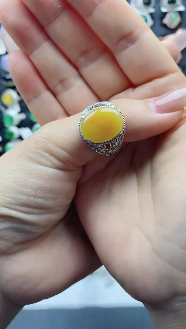 【闪购商品】翡翠戒指银S925镶嵌天然翡翠男戒