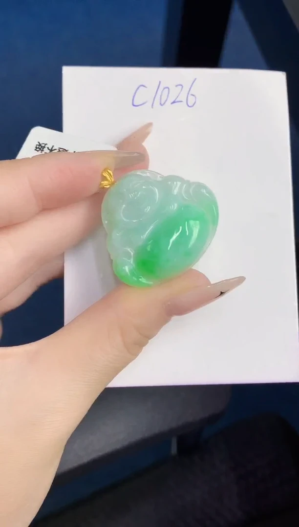 颈饰18K金镶嵌翡翠缅甸天然翡翠A货