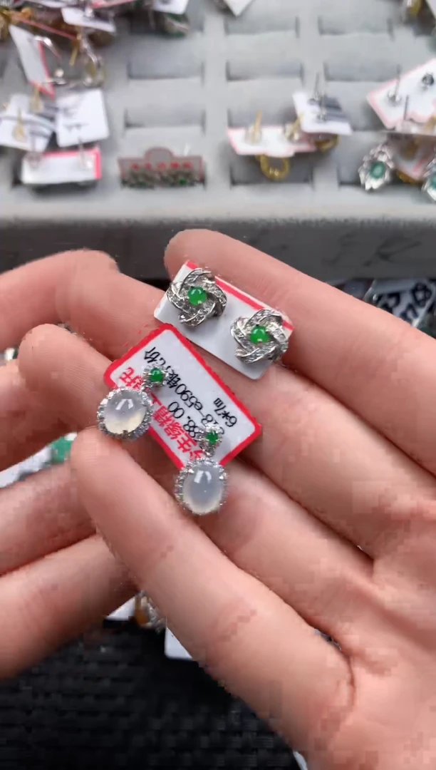 银S925镶嵌戒指翡翠555   6