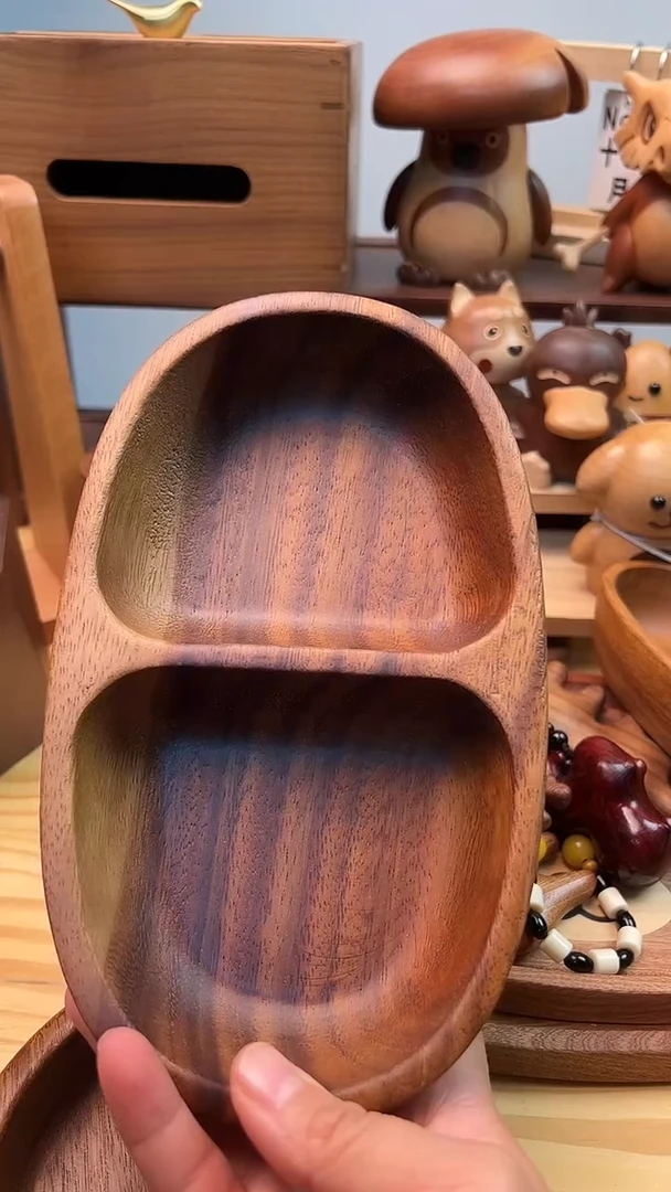木质胡桃木双格果盒