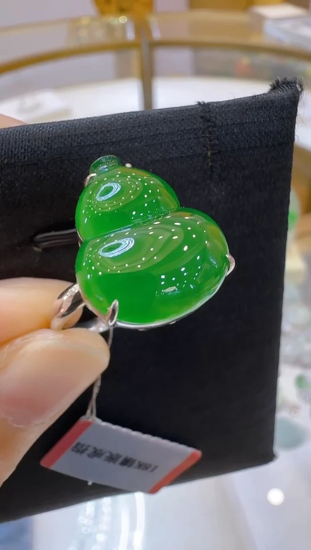 翡翠戒指18K金镶嵌多样性发货拍一发一