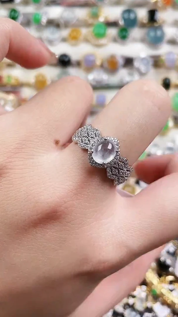 银S925镶嵌戒指翡翠110