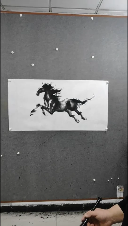 国画水墨写意单骏马图