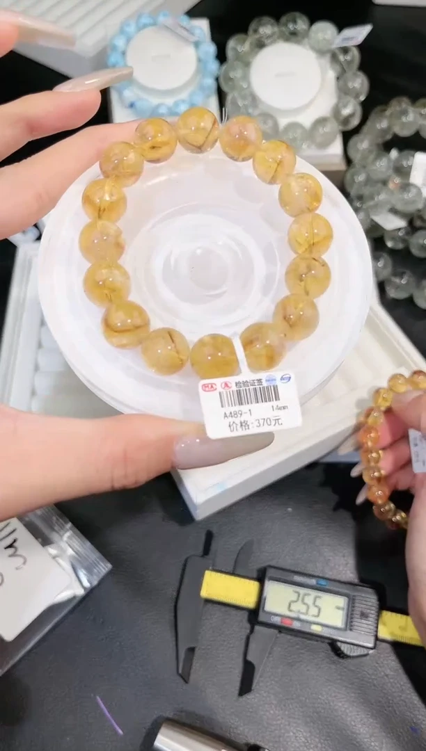 【闪购商品】水晶手链未镶嵌多样性发一黄塔14mm