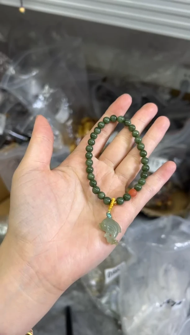 手链未镶嵌和田玉和田玉海豚搭配款手链[3550]