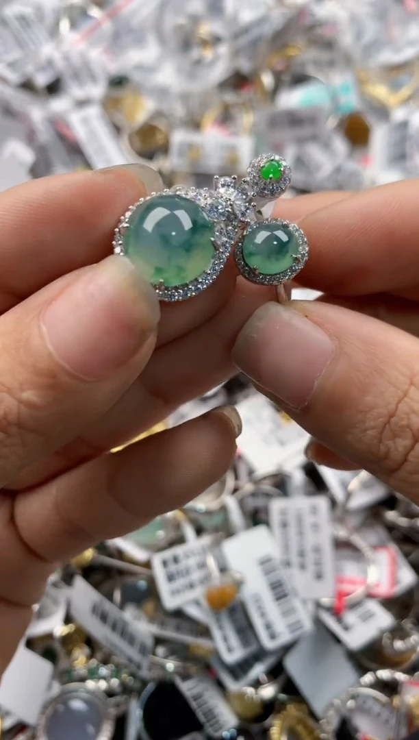 银S925镶嵌戒指翡翠141414---2