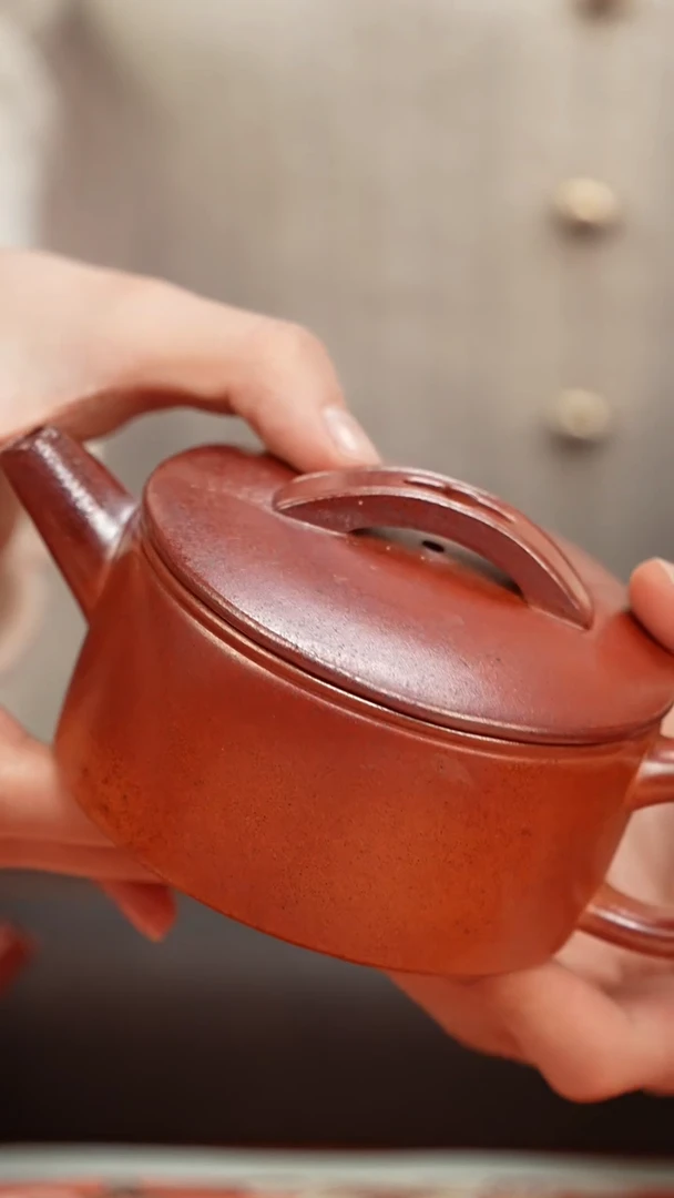 【闪购商品】紫砂茶壶古法火云烧光素汉瓦200CC