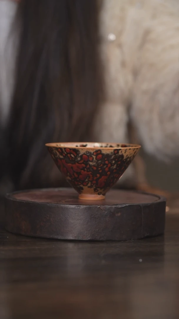 【闪购商品】杯75柴房陶瓷柴烧斑鹿小斗笠