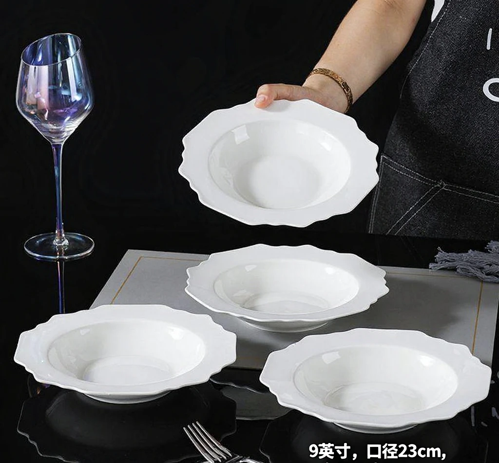 【微瑕9寸太阳花草帽盘】新骨瓷釉下彩工艺陶瓷