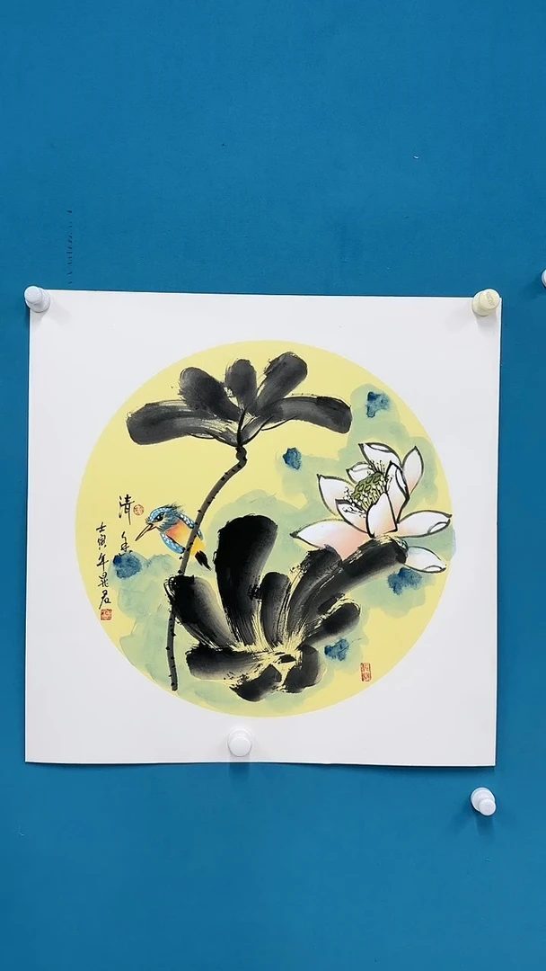 国画6.7-馆藏-斗方-荷花19