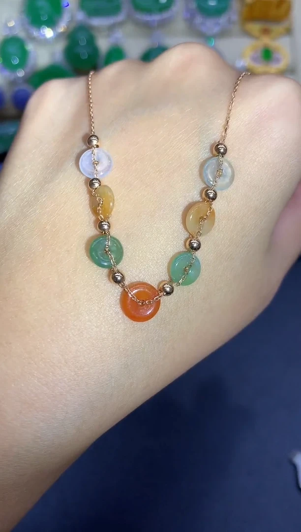 颈饰18K金镶嵌翡翠227-中国好珍宝