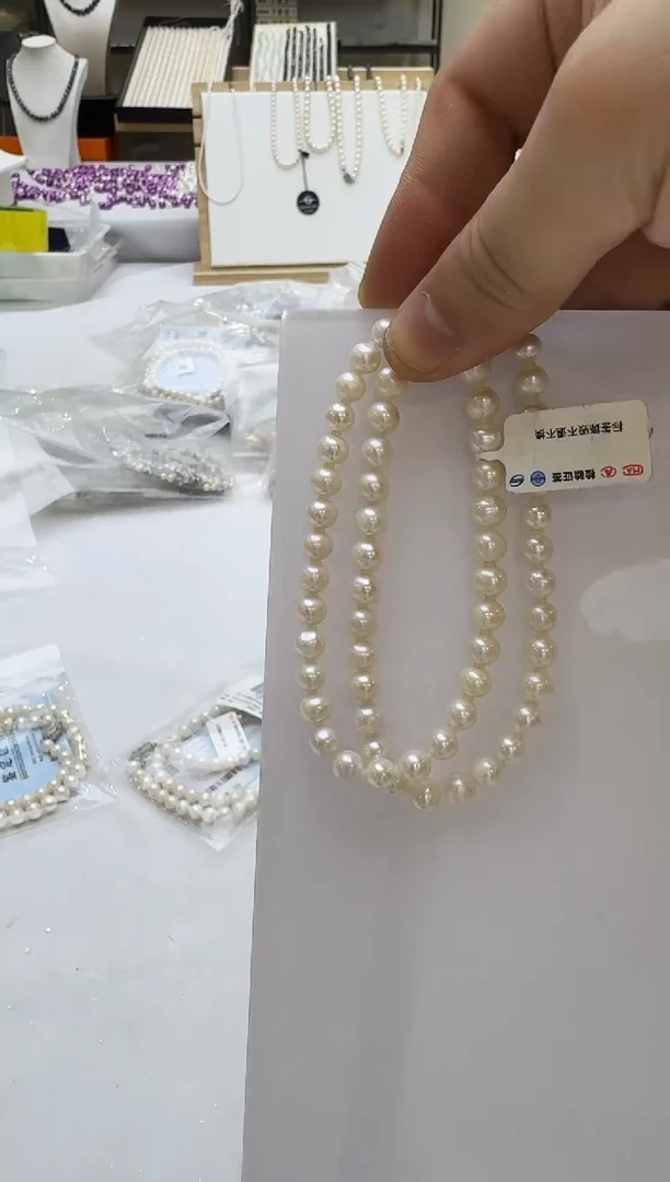 项链银S925镶嵌淡水珍珠7-8mm 无核