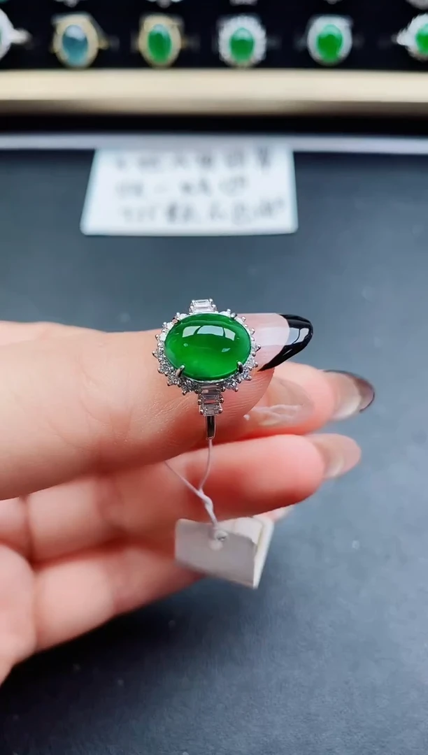 翡翠戒指银S925镶嵌8050