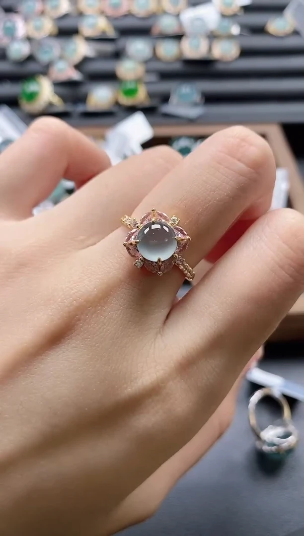 【闪购商品】翡翠戒指银S925镶嵌5151-15