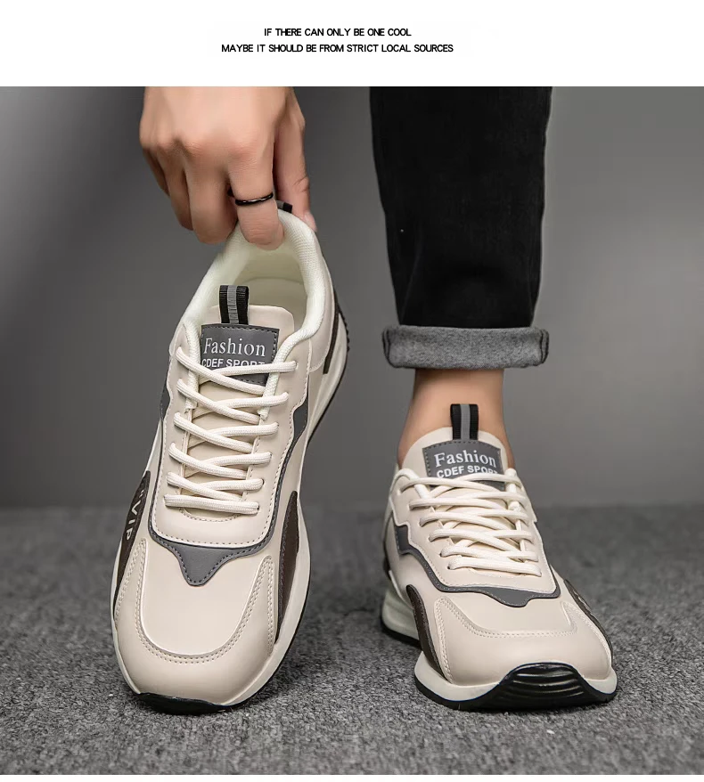 男鞋秋季新款皮面运动鞋潮流百搭男士休闲鞋轻便防滑耐磨时尚跑步