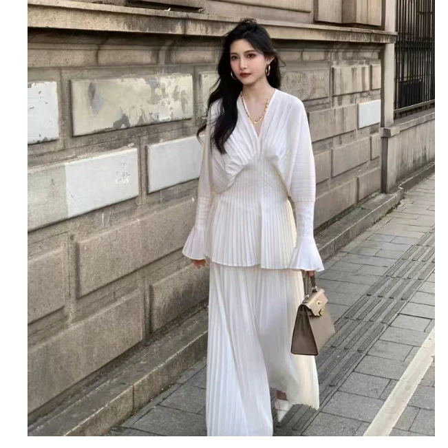 CHUCHU【玉兰白芷】休闲洋气白色上衣XMZH6466+XMZH6356白色裤子