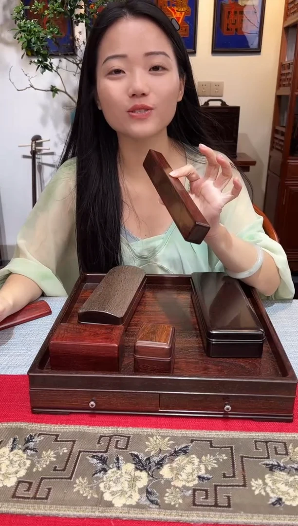 紫檀木类成套家具抽拉盒 香盒 项链盒 一木挖   一物一拍