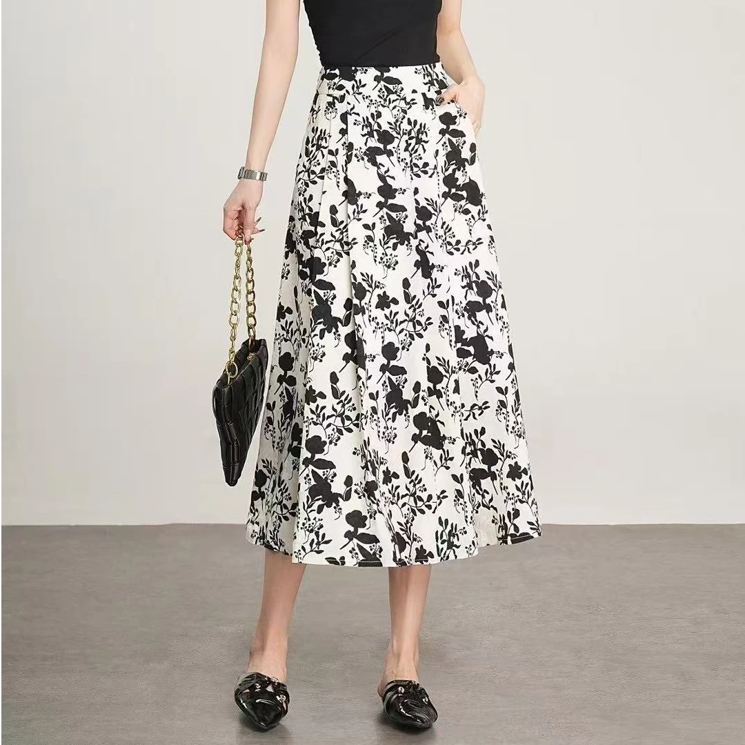 【设计师专属】2025春季新款时尚休闲气质款松紧腰花苞裙0975