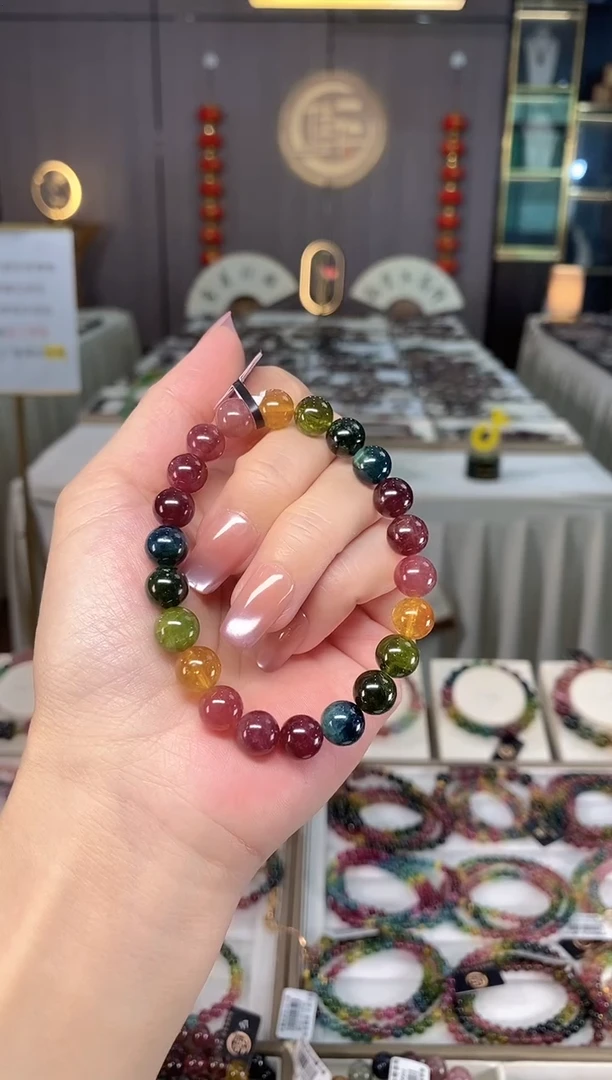 未镶嵌透体老矿碧玺彩虹单圈手串8mm+碧玺多样性发一条hon