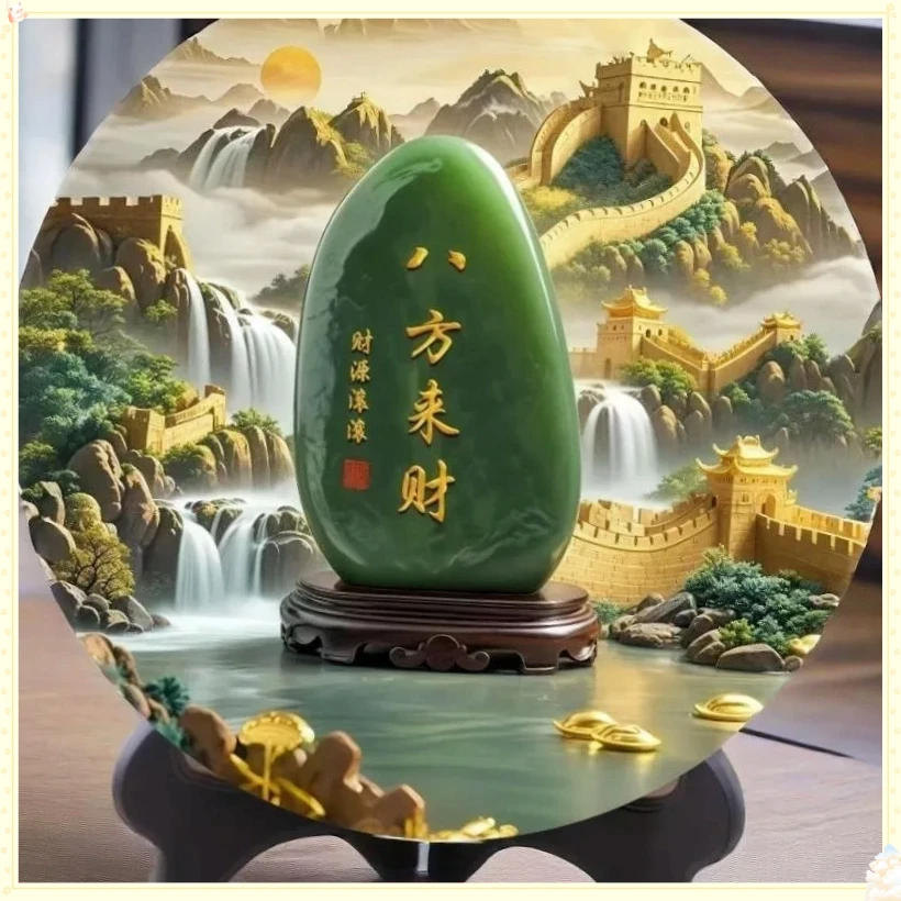 八方来财摆件玉石画靠山DWLW石画摆件招财转运旺宅客厅装饰【燕学】