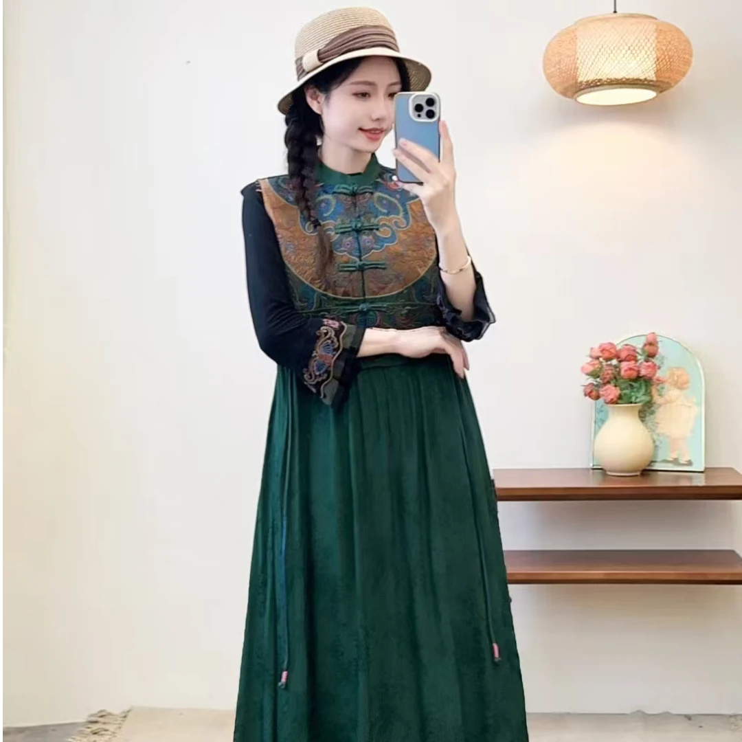 62751款民族风绣花复古马甲中长款马甲