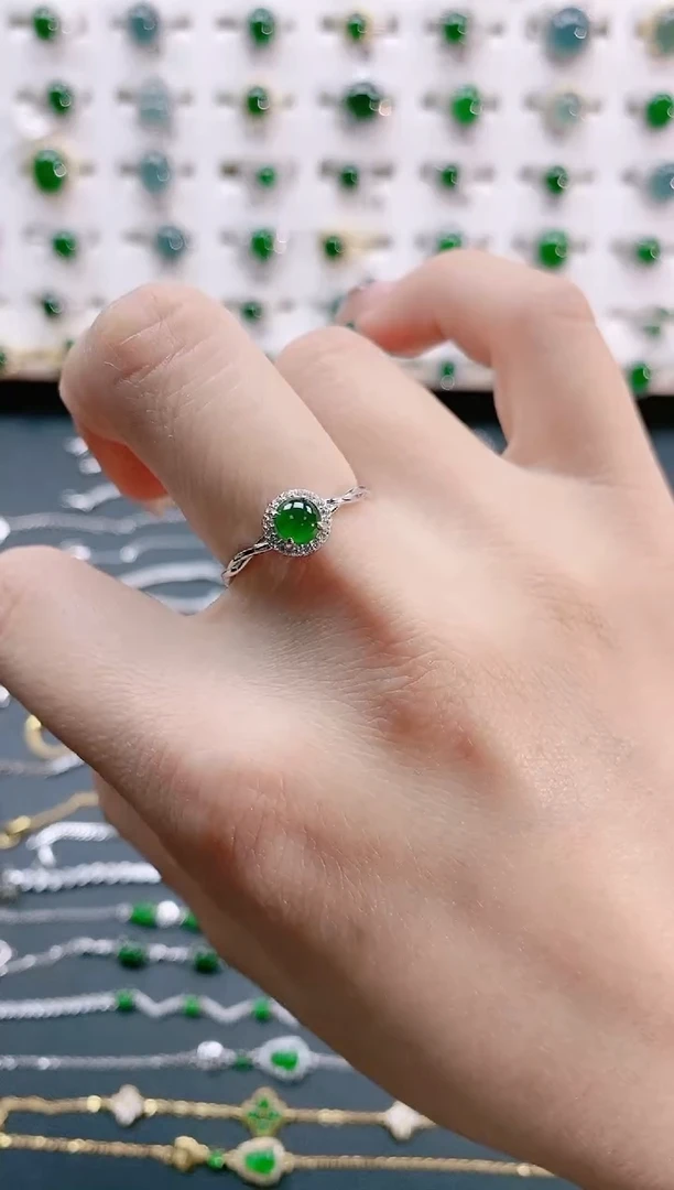 【闪购商品】翡翠戒指银S925镶嵌天然翡翠