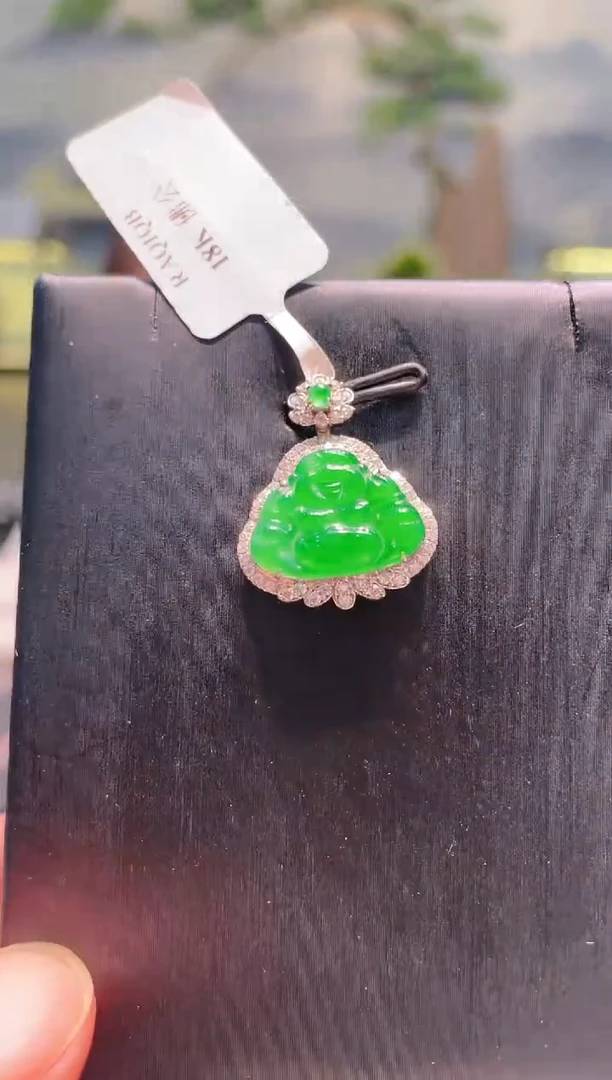 翡翠18K金镶嵌颈饰天然A货翡翠31
