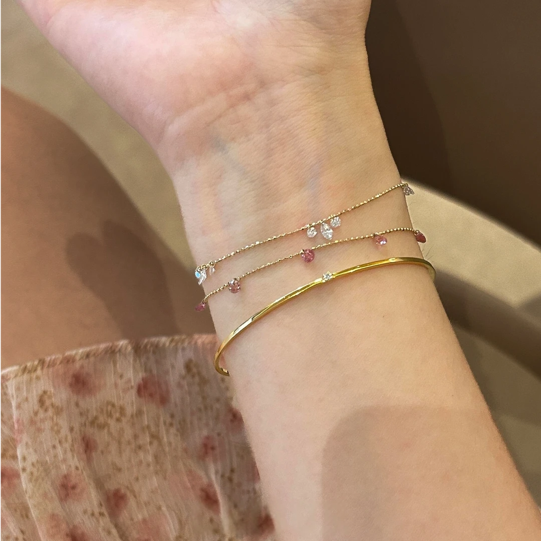 卡柒 铜合金手链 锆石水滴手链女时尚小众设计高级清冷感叠戴手饰