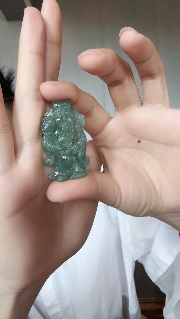 翡翠未镶嵌颈饰翡翠A货财神牌48-29MM