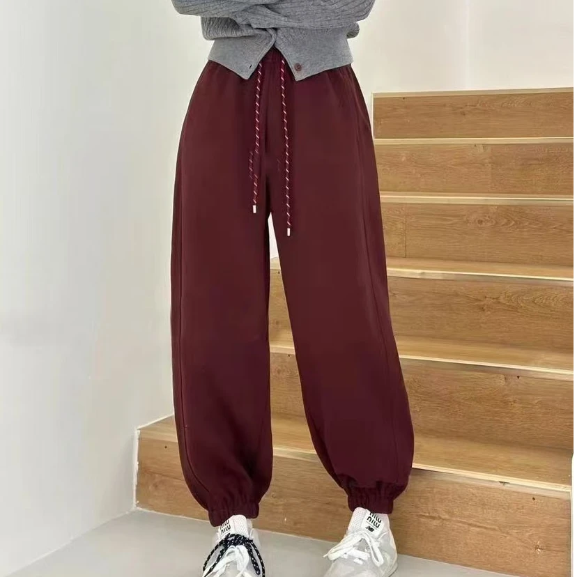 阿悄家 新款 纯色抽绳休闲束脚裤#9253