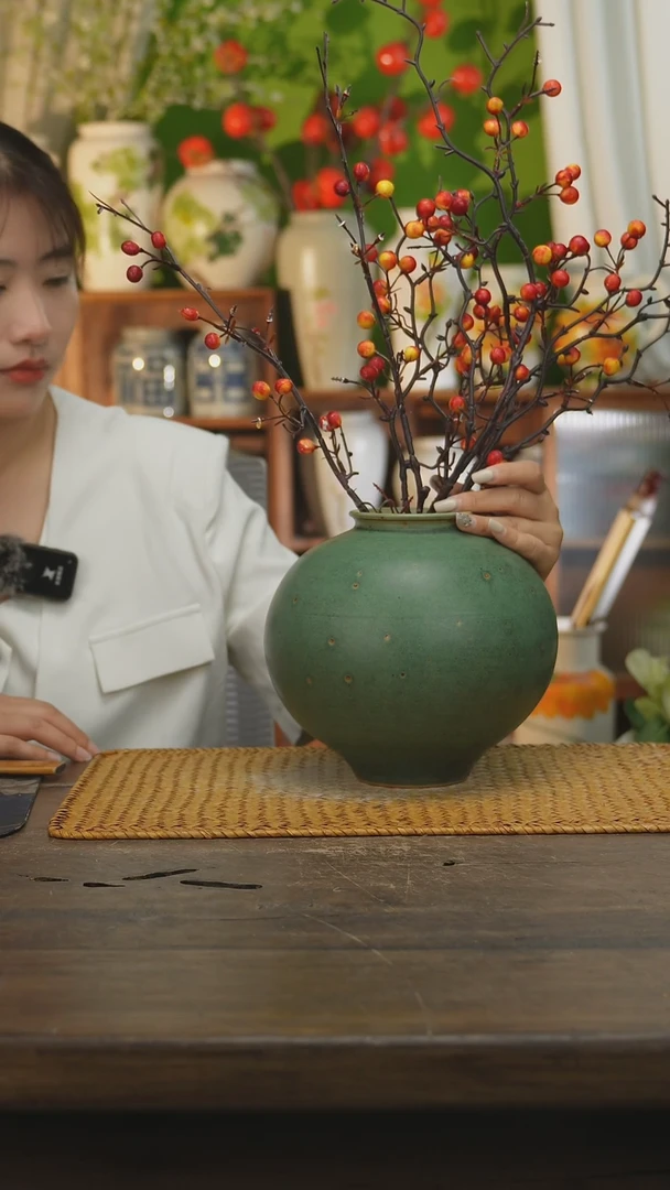 瓷片景德镇纯手工手绘花器摆件
