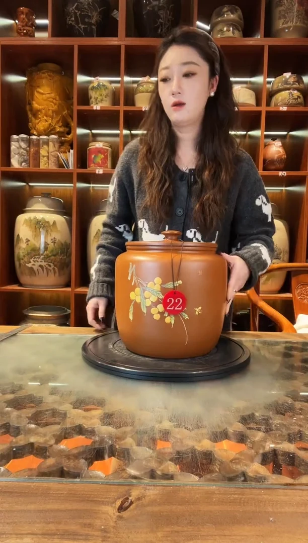 罐云南建水紫陶七饼复烧缸@22