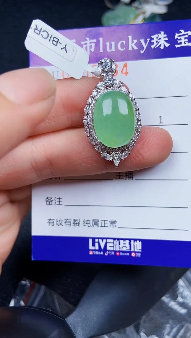 翡翠银S925镶嵌颈饰9934