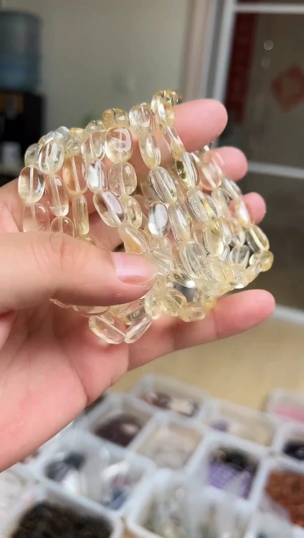 水晶手链未镶嵌香槟色黄水糖豆手链