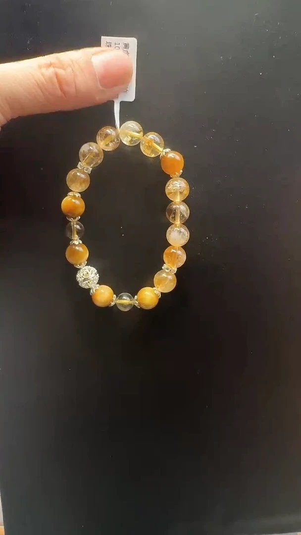【闪购商品】木变石手串未镶嵌黄虎眼石圆珠搭黄水晶圆珠手串