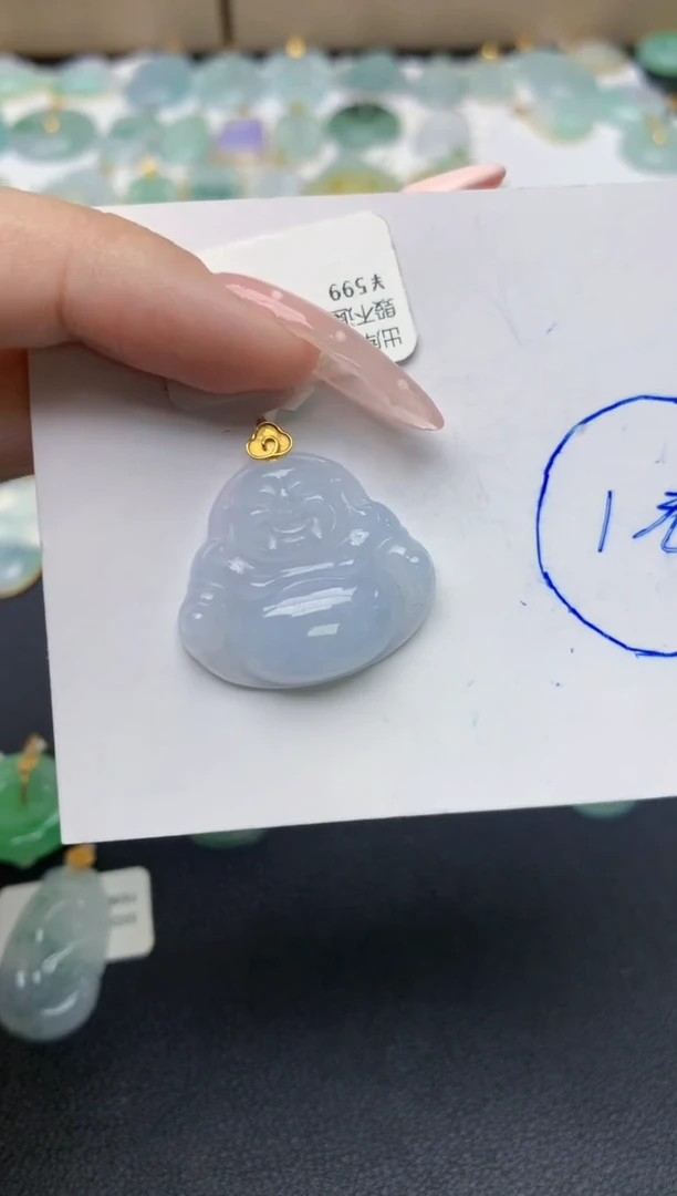 翡翠18K金镶嵌颈饰天然翡翠A货