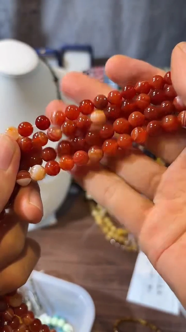 合金玛瑙/玉髓珠宝奇石蚕丝玛瑙8mm一条