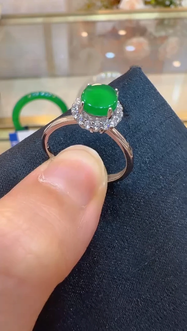 翡翠戒指银S925镶嵌多样性团购发一件