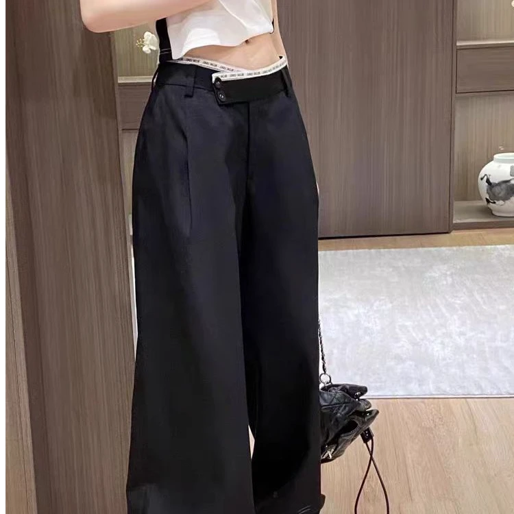 1507#字母腰白条西装裤女25新款轻奢高级感休闲潮流垂顺显瘦