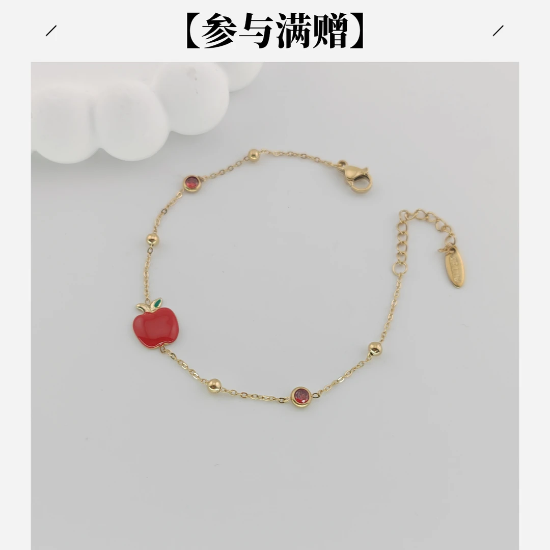 XUPING/旭平首饰 不锈钢合成锆石手链 冬上新苹果GDJ T001139910