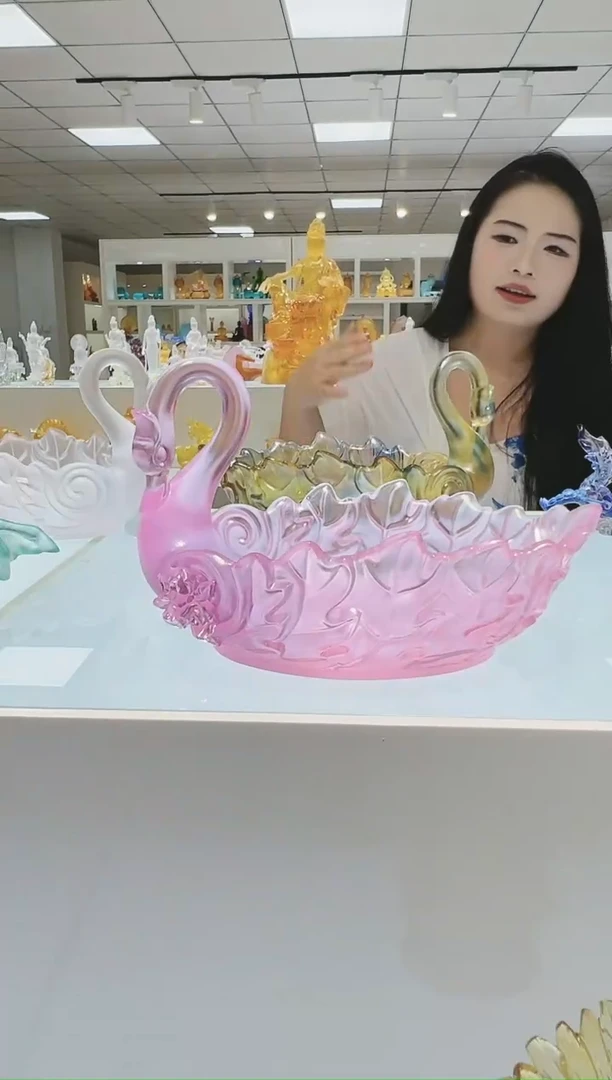 手工艺品琉璃古法琉璃天鹅果盘