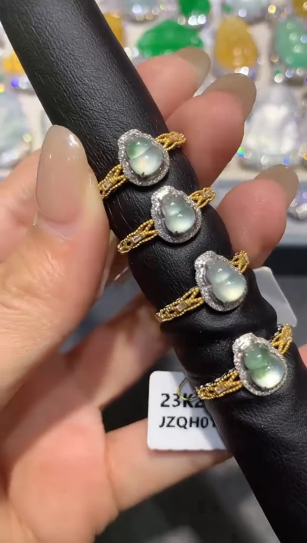 【闪购商品】翡翠戒指18K金镶嵌q48 多样性一件发货